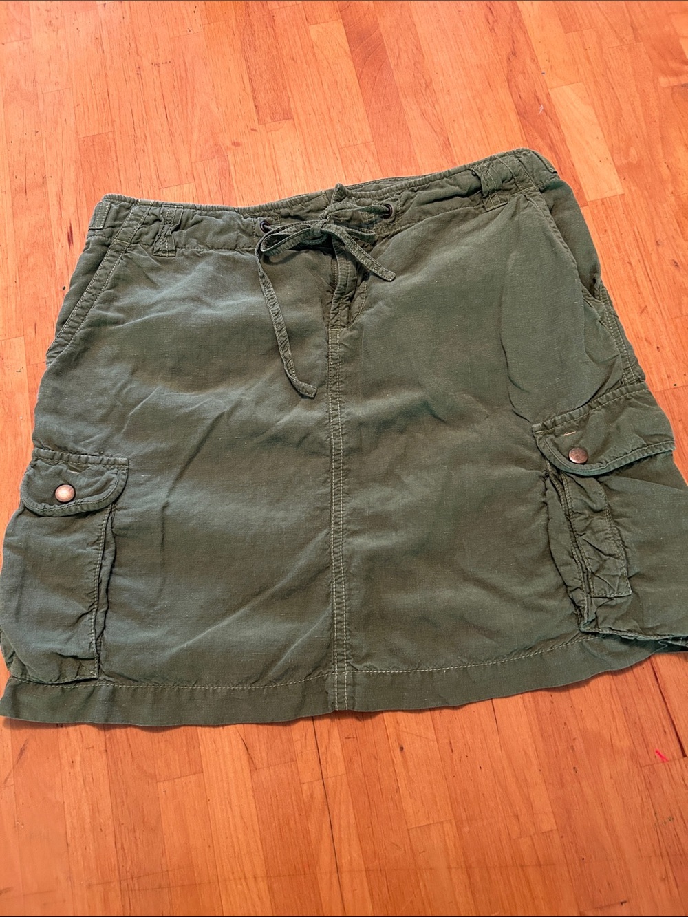 J. Crew Olive Green Cargo Mini Skirt with Drawstring Waist
